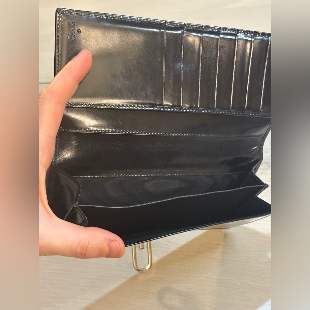 🖤 Gucci Black Patent Leather Long Wallet / Continental Wallet in Box - Picture 13 of 17